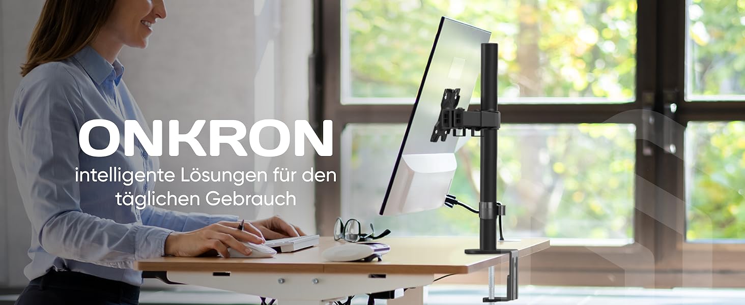 Кріплення для моніторів ONKRON D421E-B (D121E-B) - 4 монітори, 13-32 дюйми, до 8 кг, VESA 75x75-100x100, регульована висота, чорний