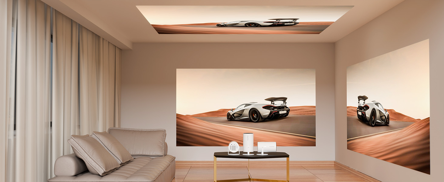 XuanPad Проектор з WiFi та Bluetooth, 30000L, 1080P, Автофокус AI, Поворотний на 210°, Автоматична корекція Keystone, Система видалення пилу та охолодження, Сертифікований Netflix