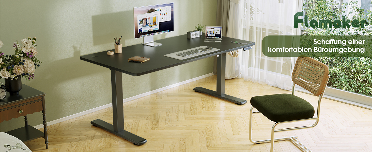 Електричний регульований стіл Flamaker з пам'яттю, ігровий стіл 160x60 см (Бежевий)