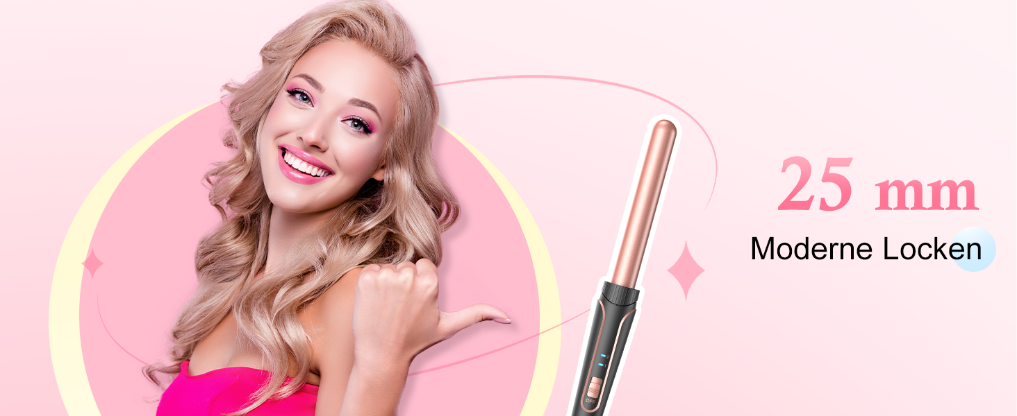 BESTOPE PRO Локкенстаб: Набір для завивки волосся 5-в-1 з 3 насадками, регулюванням температури, швидким нагрівом, рукавичкою та кліпсами, рожеве золото