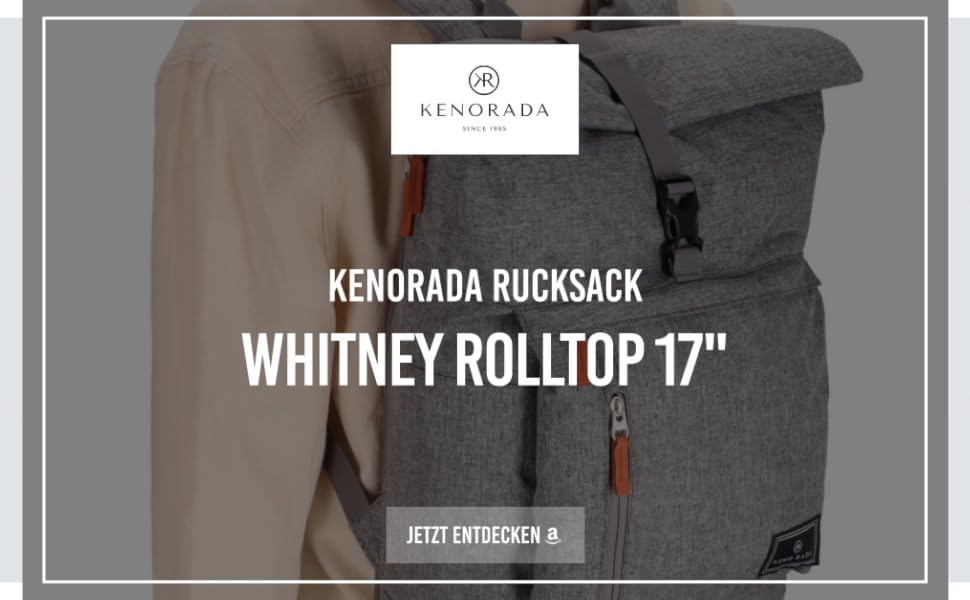 Рюкзак Kenorada Whitney Roll-Up Сучасний денний рюкзак з ролл-топом м'яке відділення для ноутбука (до 17 футів) регульовані плечові ремені два зовнішніх відділення та внутрішнє відділення світло-сірого кольору