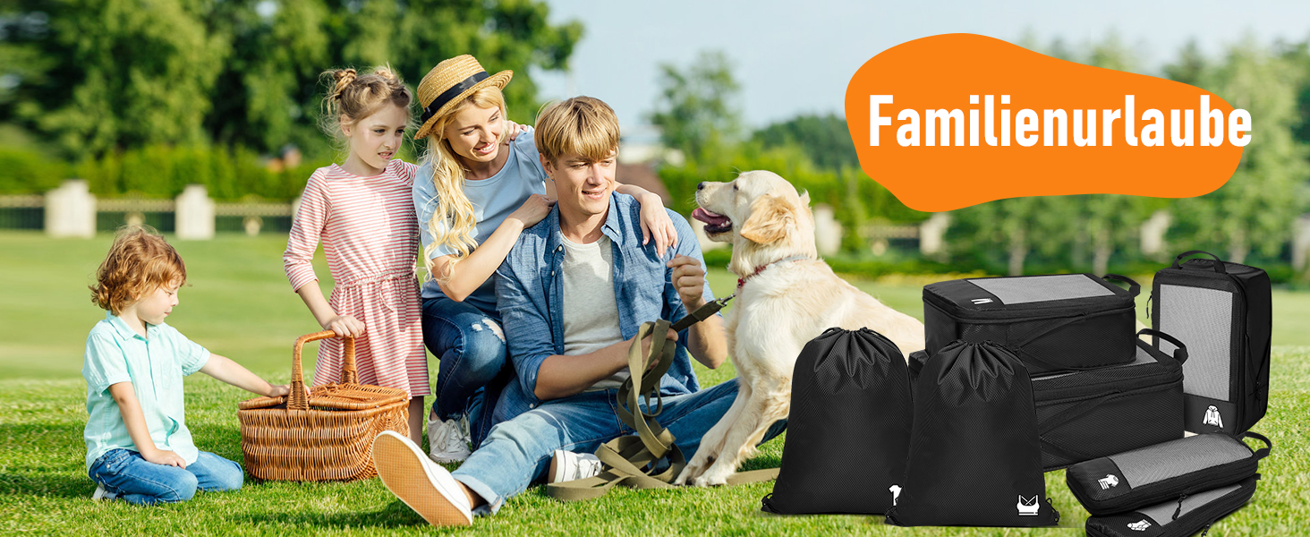 Набір компресійних органайзерів для одягу в подорожі, 8 предметів, дорожні сумки-пакувальники для валізи та рюкзака, чорні