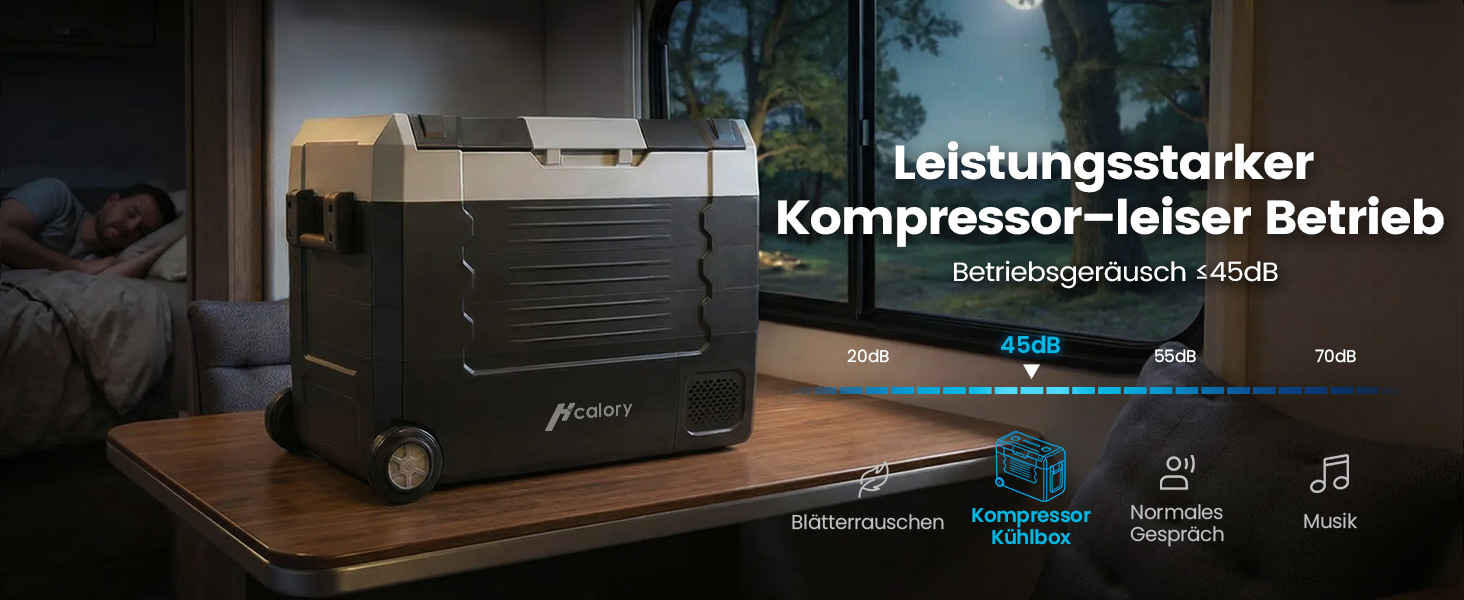 Автомобільний компресорний холодильник 55л з Bluetooth, 12/24/230V – для кемпінгу, авто, вантажівок, будинків на колесах. З роздільником та обробною дошкою