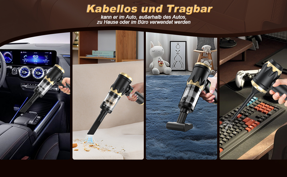 Акумуляторний ручний автомобільний пилосос 4 в 1, потужність 25000Па, безщітковий двигун 105000 об/хв, бездротовий пилосос для авто, офісу, диванів та шерсті тварин