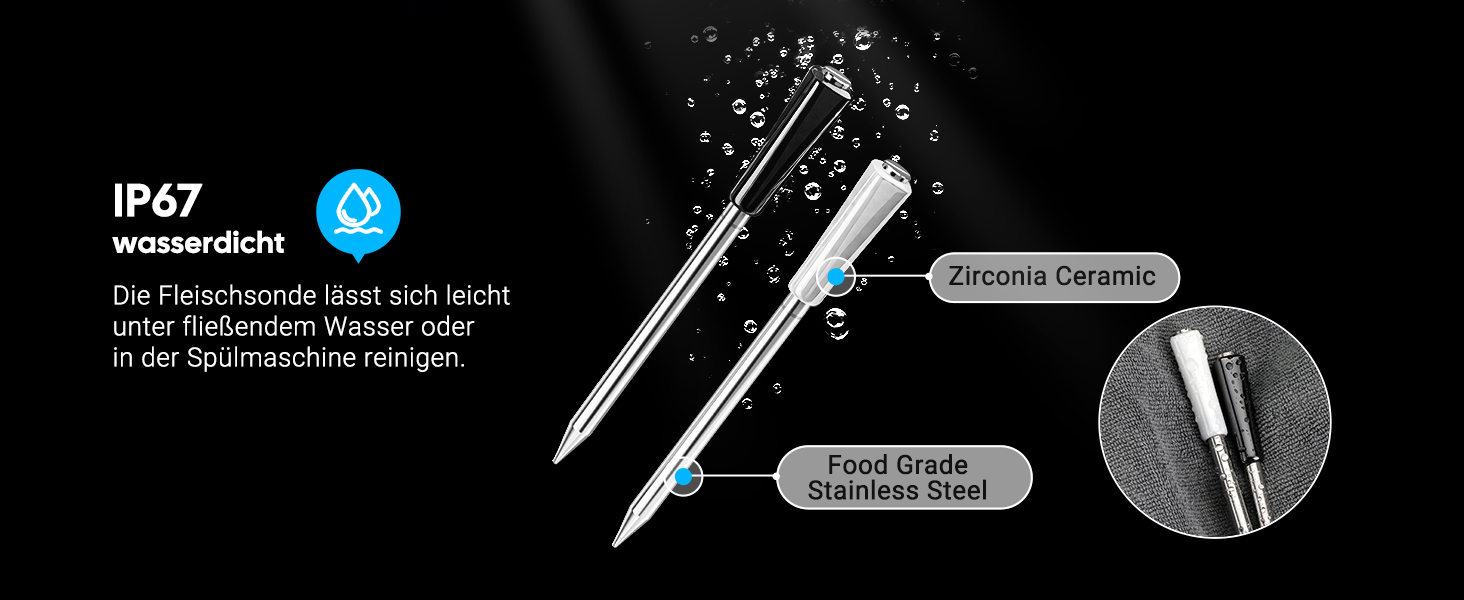 Бездротовий термометр для м'яса INKBIRD INT-12E-BW з Wi-Fi, Bluetooth, 2 зонди, 5 сенсорів. Для гриля, BBQ, духовки, кухні, ротатерії, Airfryer.