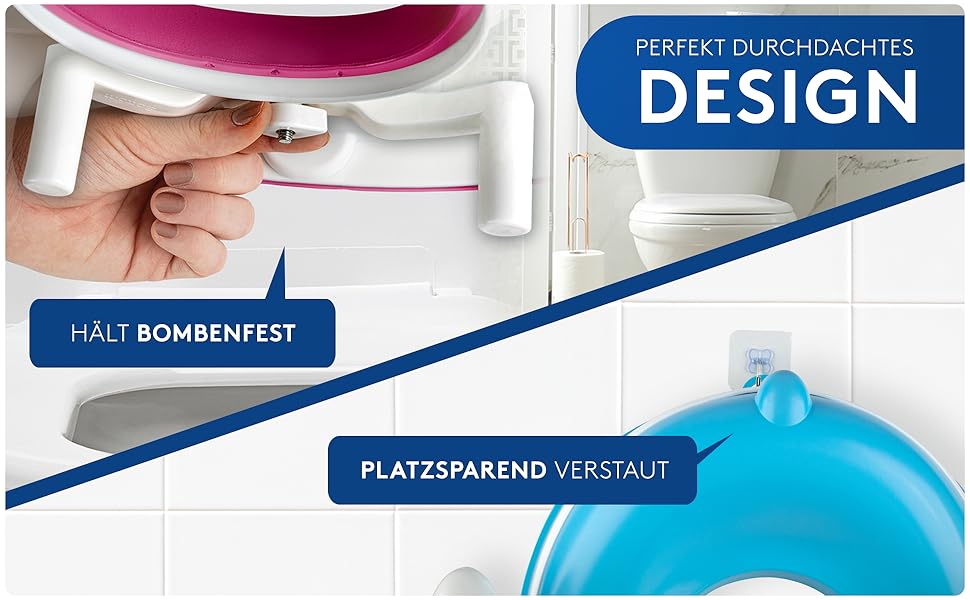 Дитяче сидіння для унітазу Edelkern з ручками та захистом від бризок, до 50 кг, блакитне