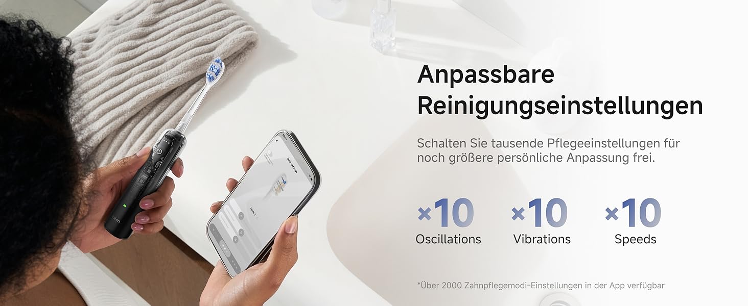 Електрична зубна щітка Laifen Wave Pro з 6 режимами чищення, акумулятор до 70 днів, прозорий чорний колір