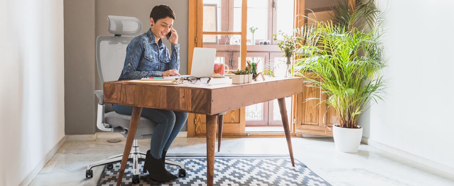 Офісний крісло Colamy XK Atlas з ергономічним дизайном, сітчаста спинка, регульована підголівник, поворотний крісло для комп'ютера з 4D підлокітниками, алюмінієва база, регульоване сидіння, фіксація нахилу, темно-сірий колір