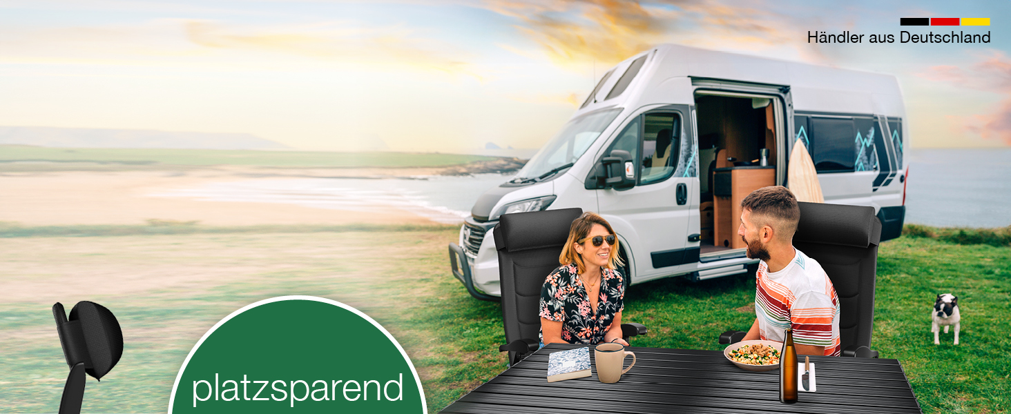 Крісло для кемпінгу Eloneo, складне, з підлокітником, з регульованою спинкою, чорне, з преміальними подушками