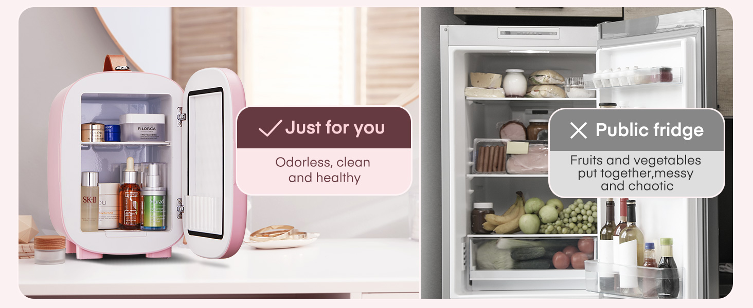 Міні холодильник FOHERE 5 літрів, USB живлення, 220V/12V, для напоїв та косметики, білий (рожевий)