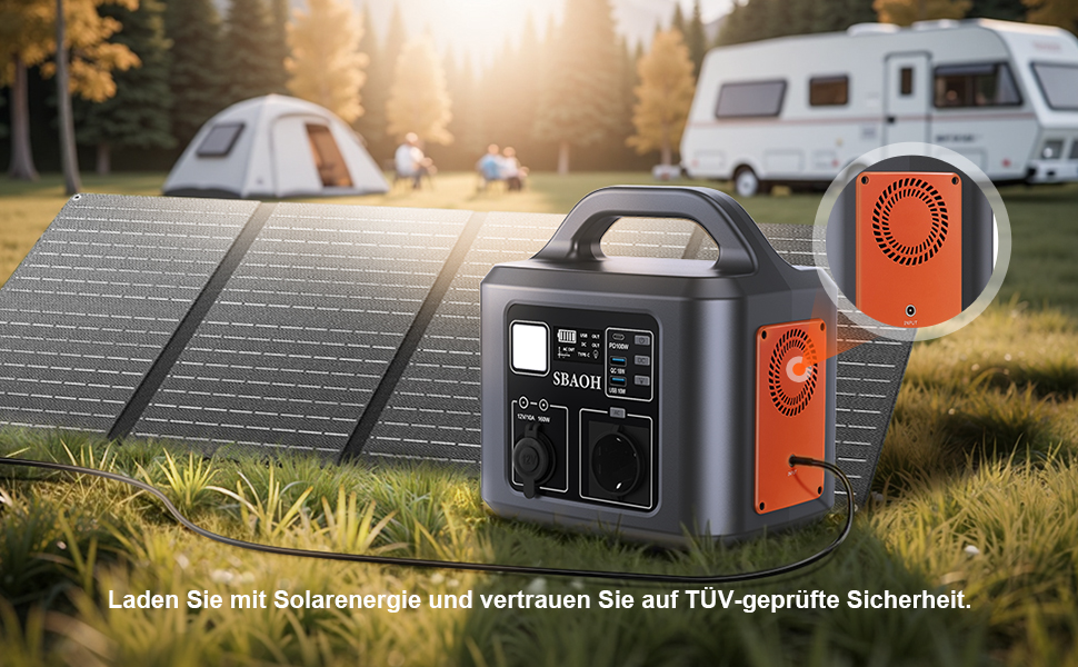 Портативна електростанція SBAOH 600W, 538.7Wh, сонячний генератор з виходом AC/USB, для подорожей, кемпінгу та надзвичайних ситуацій