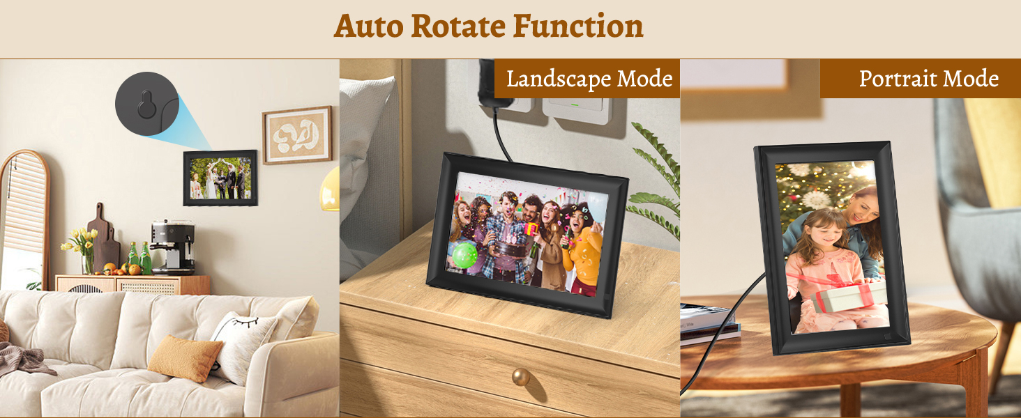 Цифровий фоторамка OBVHNUA 10.1' з 128 ГБ пам'яті, без Wi-Fi, IPS-дисплей 1280*800, відтворення фото, музики, відео, календар, USB/SD, настінний монтаж