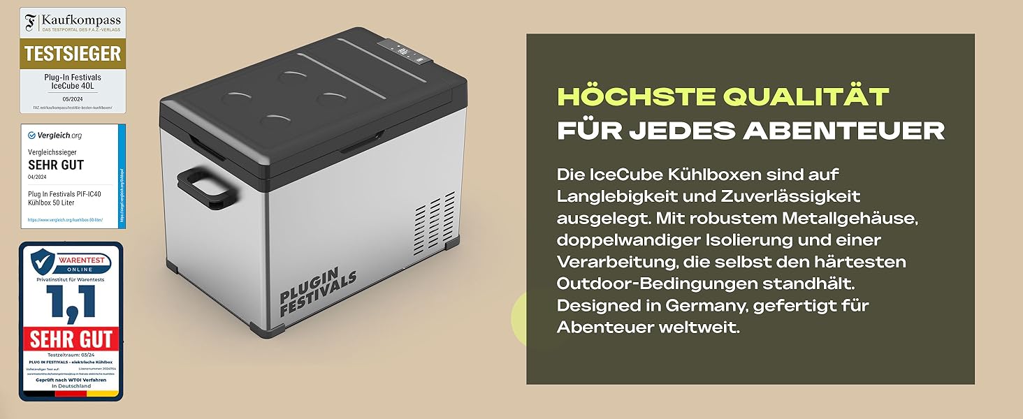 Електрична холодильна сумка Plug In Festivals - компресорна сумка-холодильник -20°C, 12V/230V, 40 літрів
