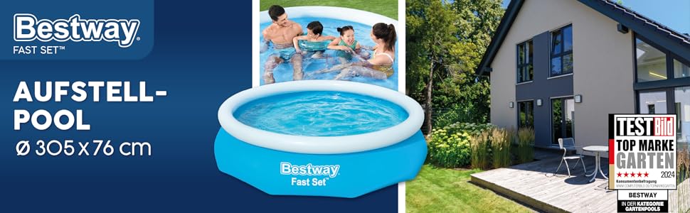 Каркасний басейн Bestway Fast Set 305x76 см, круглий, синій, без насоса
