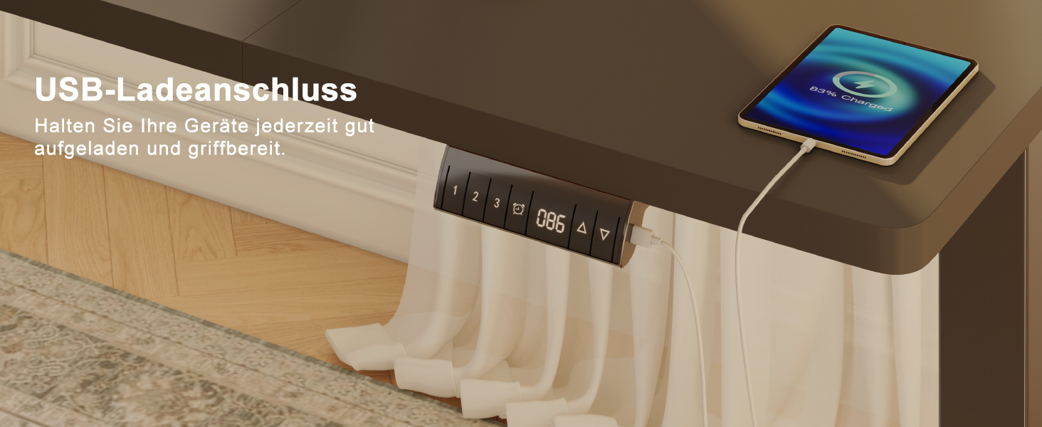 Стіл для роботи стоячи та сидячи, регульований по висоті, 160x80 см, з USB зарядкою, 3-позиційна пам'ять, антиколізійна система, комп'ютерний стіл, чорний+білий