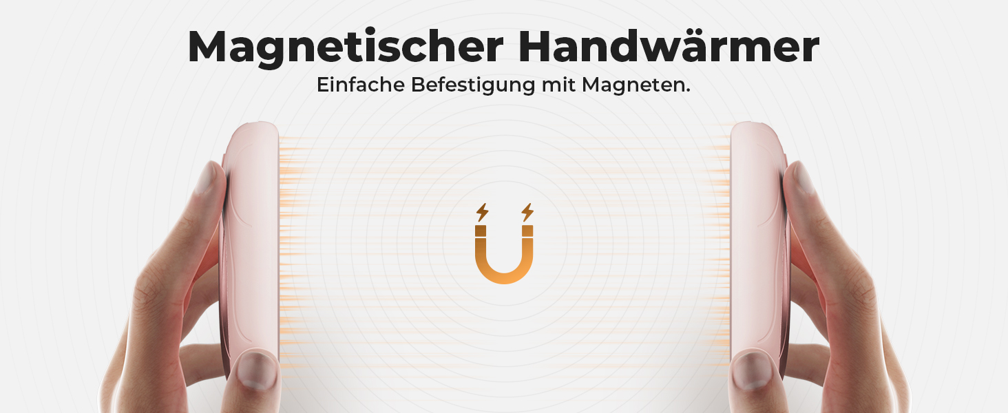 Електричні грілки для рук 2 шт. з магнітом, портативні 6000mAh, 3 режими нагріву, USB, для кемпінгу, офісу (рожеві)