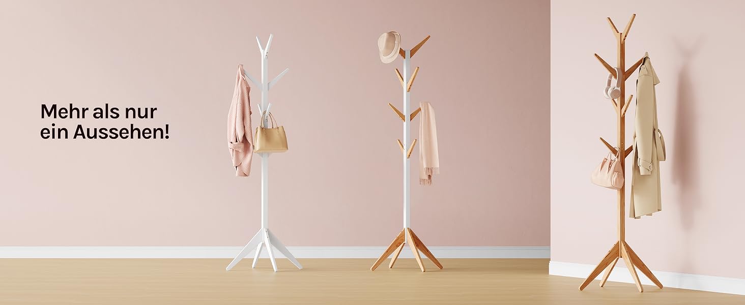 Вільхува Kleiderständer - дерев'яний вішак для одягу з 8 гачками, 180 см (білий)
