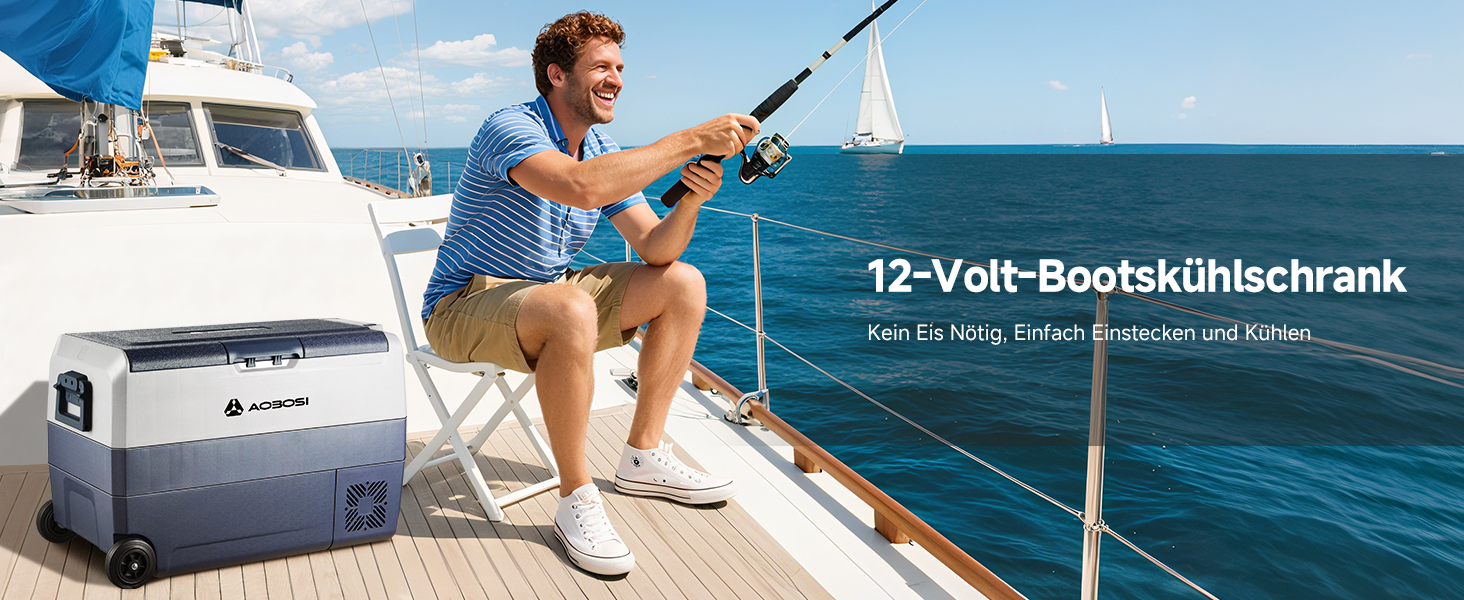 Автомобільний компресорний холодильник AAOBOSI 50л з Wi-Fi, 12/24V/220V, -20°C для авто, кемпінгу, вантажівок, з двома зонами охолодження