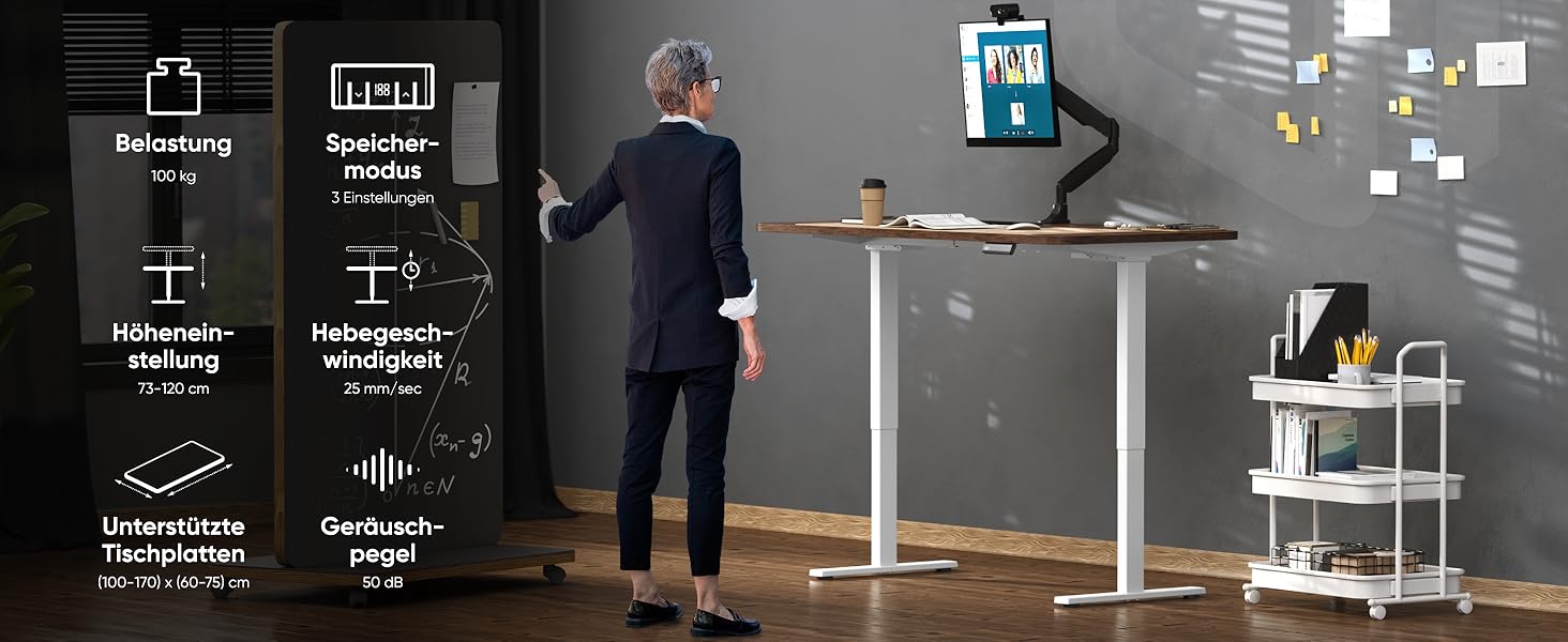 Електричний регульований стіл ONKRON, чорний, для стільниць 120-170 см, до 70 кг (Cdf222e-w)