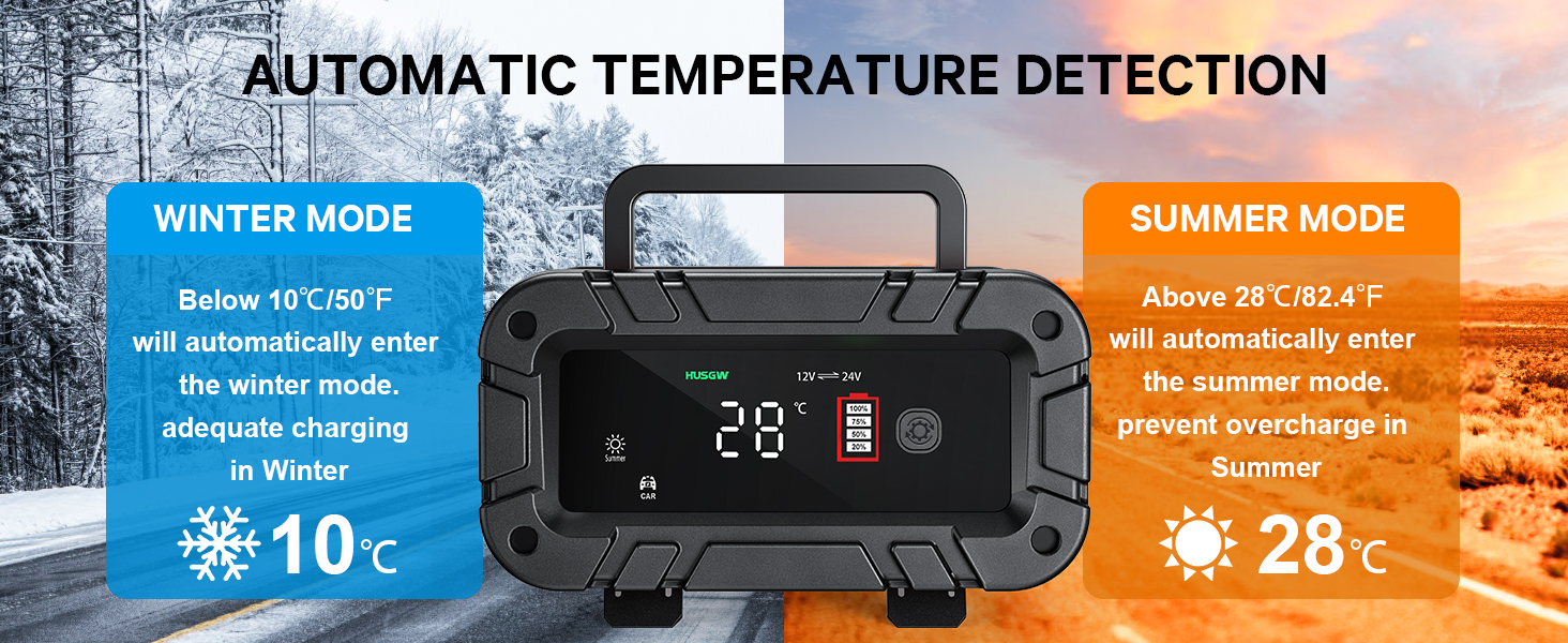 Автоматичний зарядний пристрій для акумуляторів з температурною компенсацією (10A)