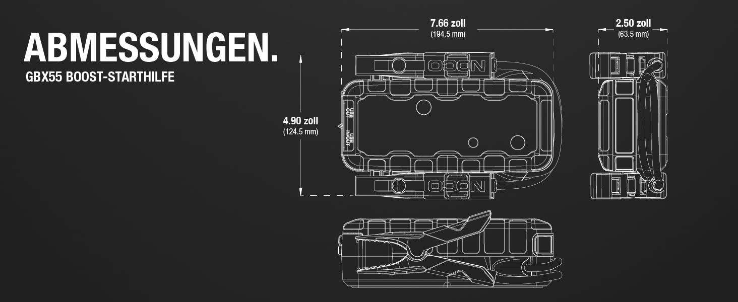 NOCO Boost X GBX55: Портативний пусковий пристрій (Powerbank) – 1750A, 12V, для бензинових двигунів до 7.5L та дизельних до 5.0L