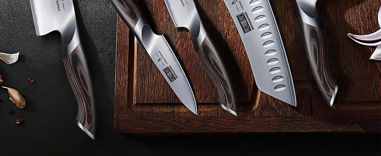 Набір кухонних ножів HOSHANHO: 5 штук, професійні, з нержавіючої сталі, для шеф-кухаря, ергономічні, у подарунковій коробці