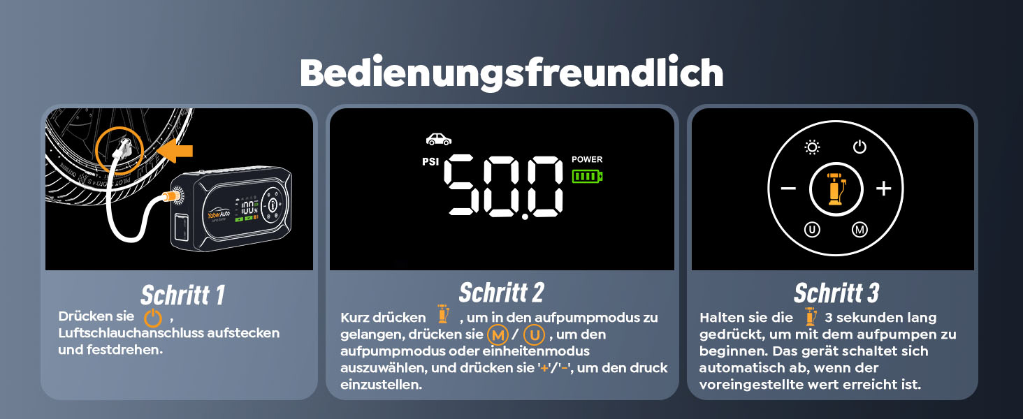 Powerbank для автомобіля YaberAuto AP02 з компресором, 150PSI, 4500A, LED ліхтар 500 люмен, LCD дисплей 3.3