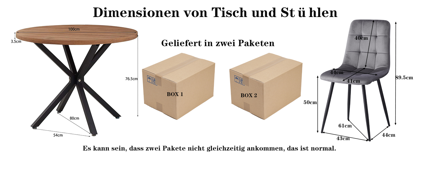 Обідній комплект на 5 осіб: круглий стіл 100 см та 4 стільці (голландський флізелін). Підходить для кухні, вітальні, балкону, ресторану, офісу. Темне дерево + сірий велюр