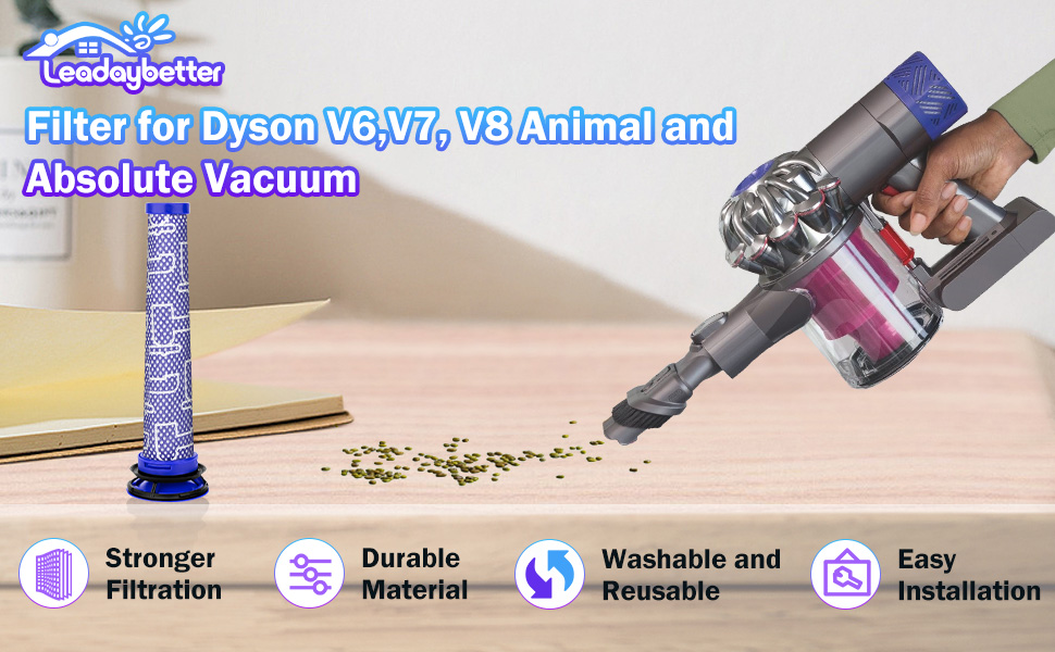 Змінний фільтр для пилососа Dyson V6, 2 фільтри попереднього очищення та постфільтри HEPA, замінює 965661-01/966741-01