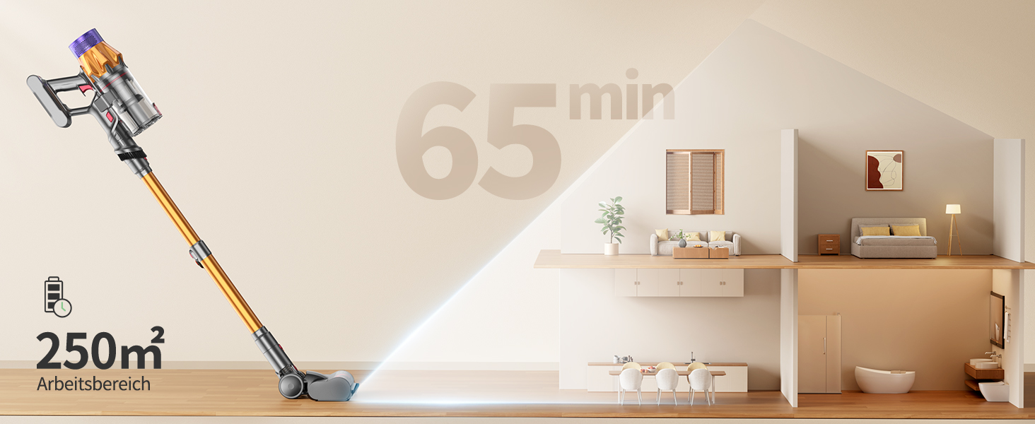 Бездротовий акумуляторний пилосос SunSare 600W з дисплеєм та станцією, тихий, для твердих поверхонь, килимів та шерсті тварин