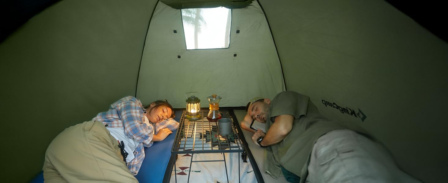 Намет для кемпінгу KingCamp на 2-3 особи, просторий водонепроникний (3000 мм), зелений