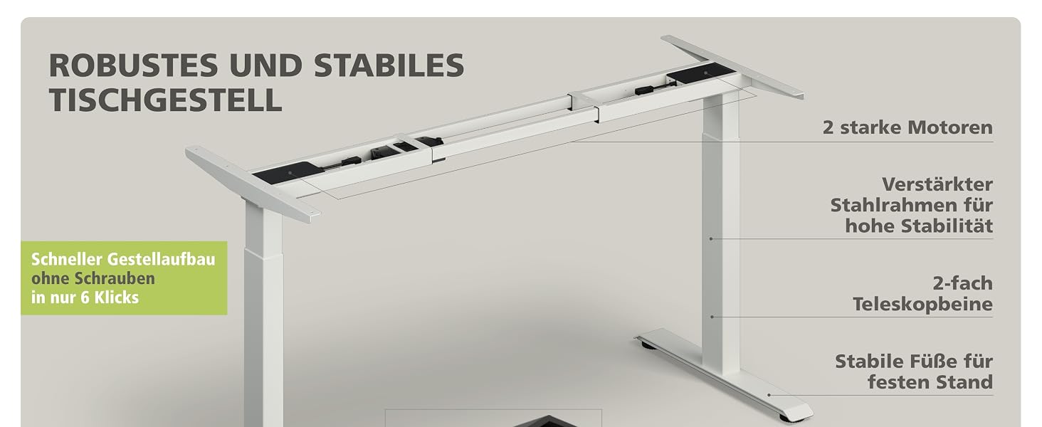 Електричний підйомний стіл KRIEG HighDesk Basic 160 x 70 см, білий — Регульований стіл для роботи сидячи та стоячи