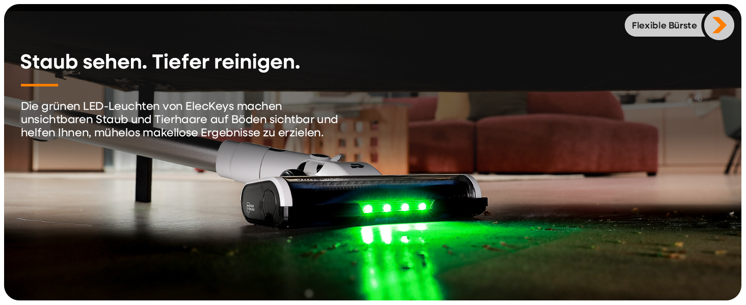 Акумуляторний пилосос ElecKeys 48000 Па, 580 Вт, 65 хв з LED дисплеєм, для підлоги, килимів та шерсті тварин, білий