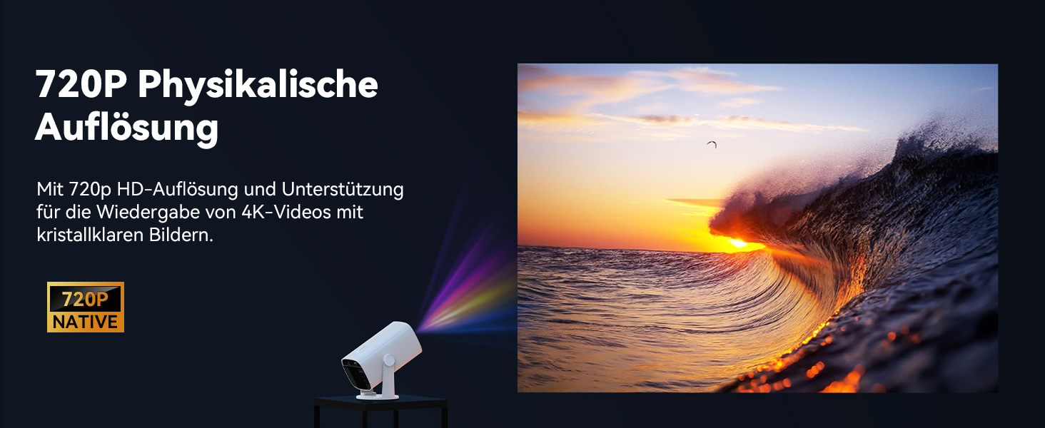 SOOMFON Mini Beamer 1080P: Портативний проєктор з Bluetooth, автотрапецеїдною корекцією та електричним фокусом. Сумісний з iPhone, Tablet, Laptop, TV Stick, HDMI, USB