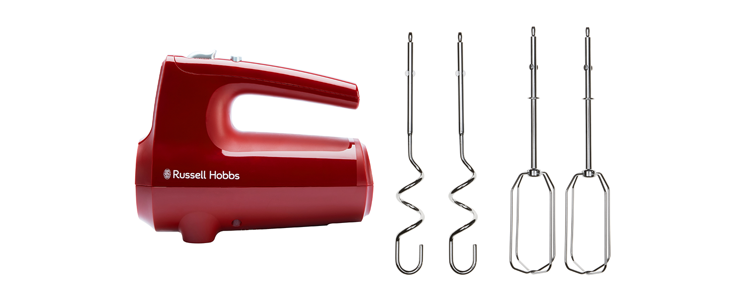 Міксер ручний Russell Hobbs Desire Red 350W з насадками для тіста та збивання, 5 швидкостей + імпульс