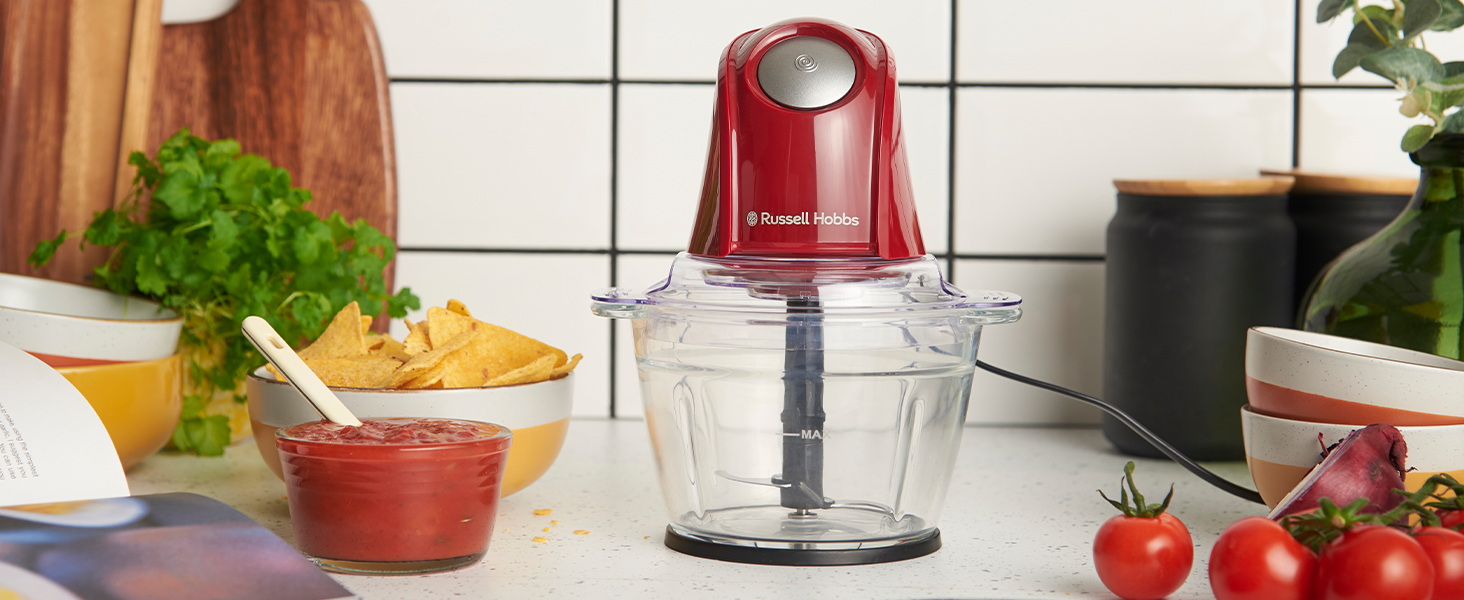 Кухонний комбайн Russell Hobbs 27131-56 Matte Charcoal 350W: подрібнювач для овочів, фруктів, м'яса, цибулі, 1л, нержавіюча сталь, 2 швидкості, миття в посудомийній машині