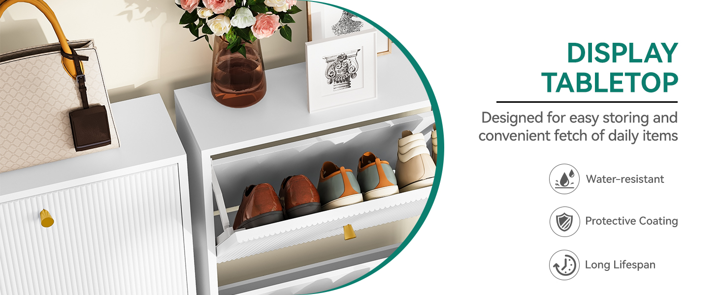 Шафа для взуття YITAHOME з 3 висувними ящиками, біла, вузька, з металевими ніжками, 20x50x118.5 см