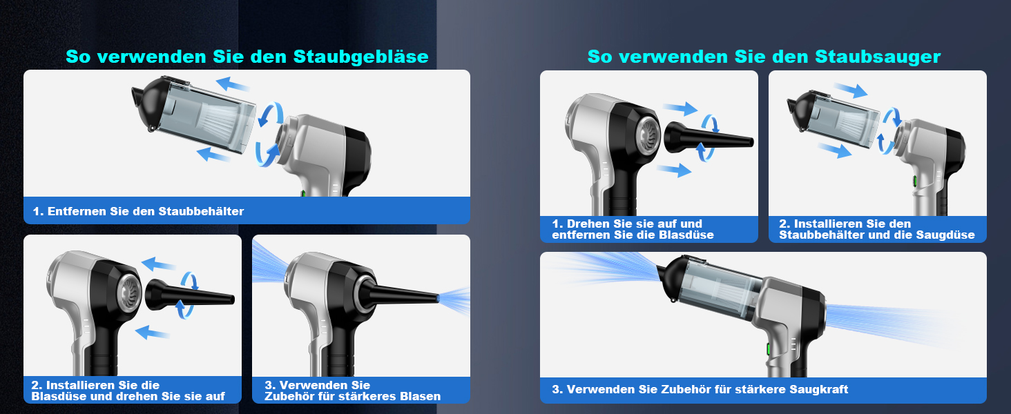 Акумуляторний ручний пилосос 4-в-1 для авто та дому, потужність 25000Па, бездротовий електроповітродув для прибирання шерсті, кухні та ПК, чорний