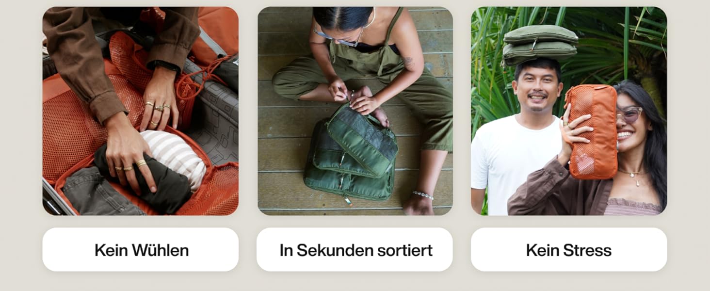 Набір компресійних органайзерів для одягу TRAVEL DUDE (7 предметів), дорожні пакувальні куби з переробленого пластику для валізи та рюкзака, темно-зелений