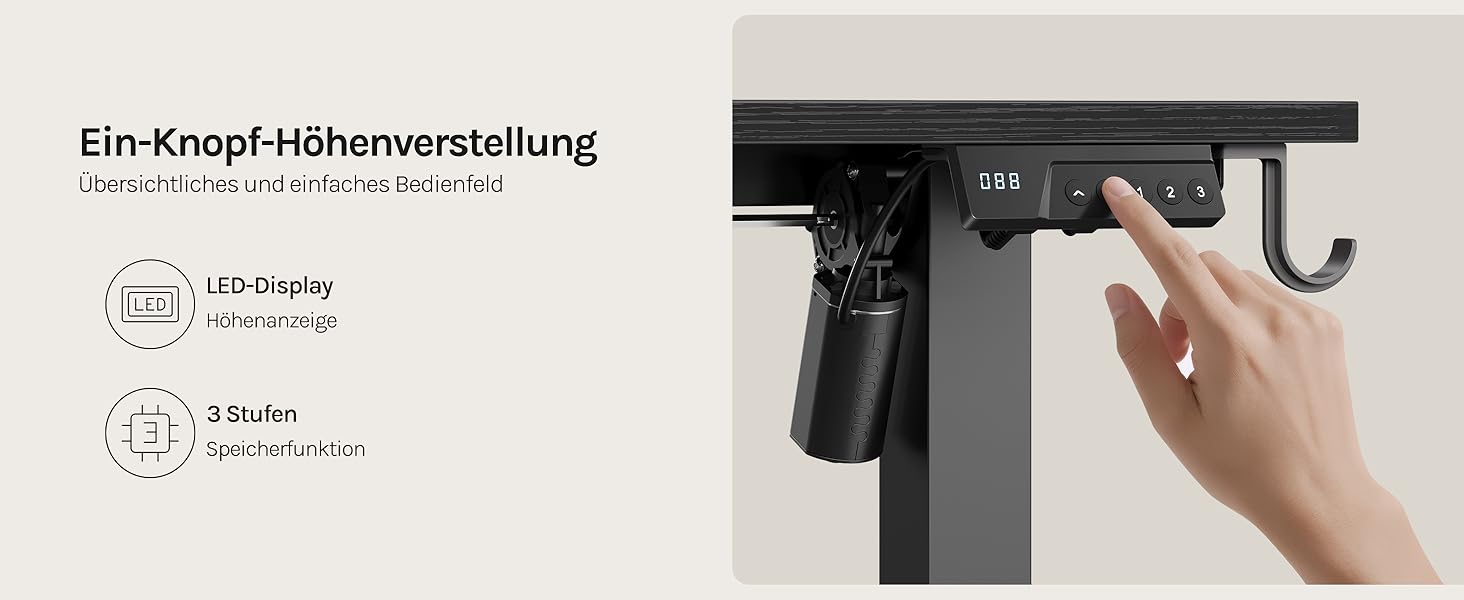 Електричний регульований по висоті письмовий стіл WOLTU з функцією пам'яті та захистом від зіткнень, комп'ютерний стіл для дому та офісу, чорний, 120 x 60 см