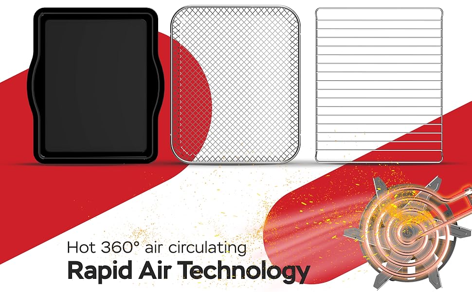 TurboTronic Цифровий Конвекційний Духовий Шовкопряд - XXL 32 літри з поворотним шампуром для курки 5 в 1 Міні-духовка, сушарка та фритюрниця Airfryer від 25°C (Чорний)