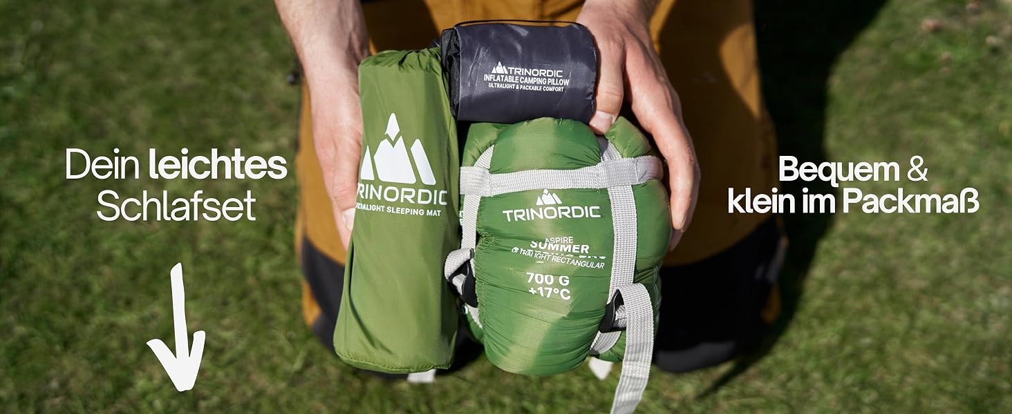 Ультралегкий літній спальний мішок Trinordic — компактний спальник-кокон для дорослих, для кемпінгу, хайкінгу, трекінгу та байкпакінгу, розмір Regular