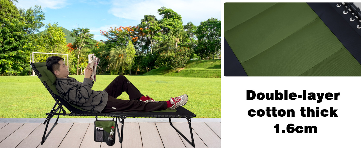 Велике розкладне шезлонге для саду: Outdoor, XXL, 5 положень спинки, до 150 кг, з подушкою та кишенею, 200x68 см, сірий