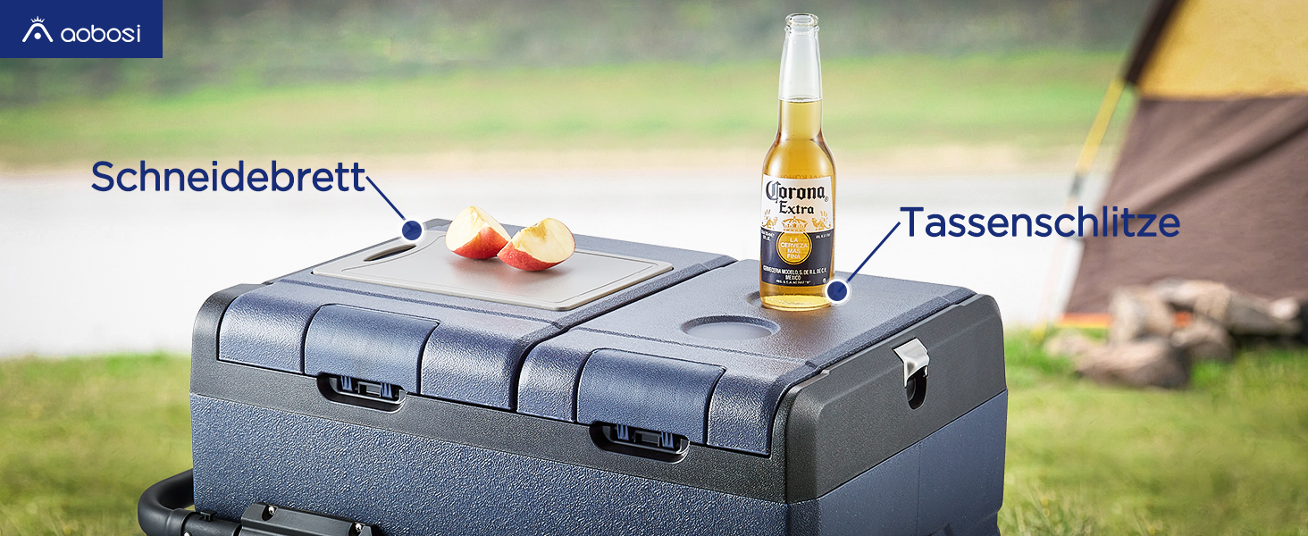 Автомобільний компресорний холодильник AAOBOSI 45л з Wi-Fi, USB зарядкою, LED підсвіткою, 12/24V/220V - для авто, кемпінгу, подорожей (синій)