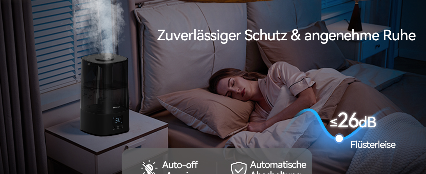 Зволожувач повітря автоматичний для спальні та великих приміщень 4.5 л, з таймером, сенсором вологості, до 18 годин роботи, автовимкнення, 360° розпилення (Чорний)