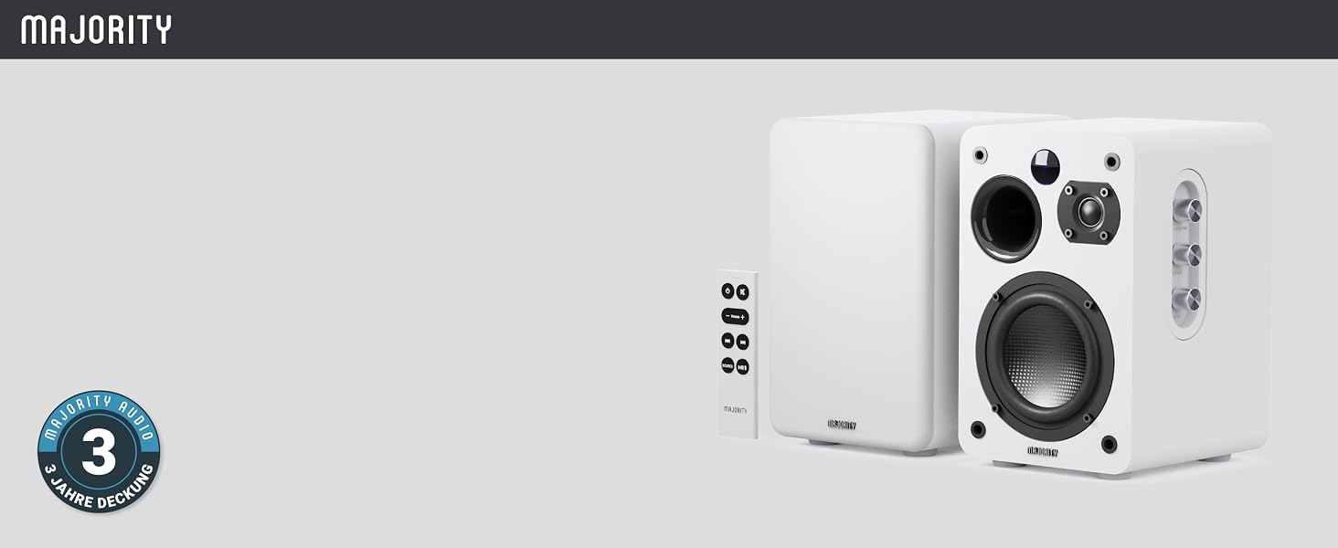 Bluetooth колонка Majority D70X 70W з HDMI ARC, пультам ДК та двома драйверами (біла) - активні монітори для ПК, DJ, студії