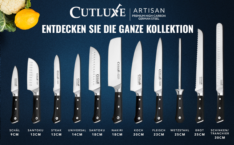 Ніж для шинкі та м'яса Cutluxe – 30 см, преміум-якість, сталь, ергономічна ручка, з піхвою, серія Artisan