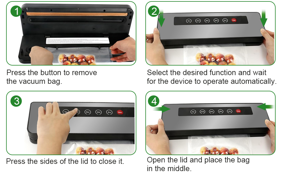 Вакууматор для продуктів 6 в 1, автоматичний вакуумний пакувальник для сухих та вологих продуктів з зовнішнім режимом вакуумування та набором з 20 пакетів