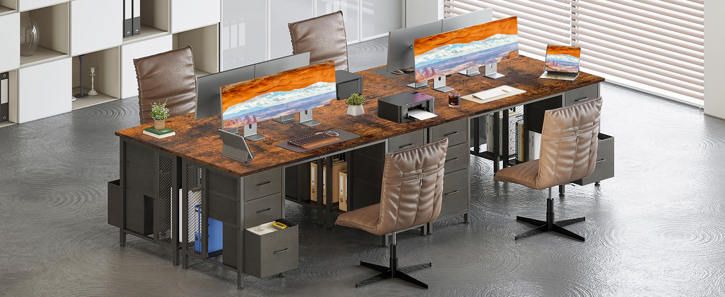 Комп'ютерний стіл Coleshome з 6 шухлядами, 160x52 см, білий, для дому та офісу