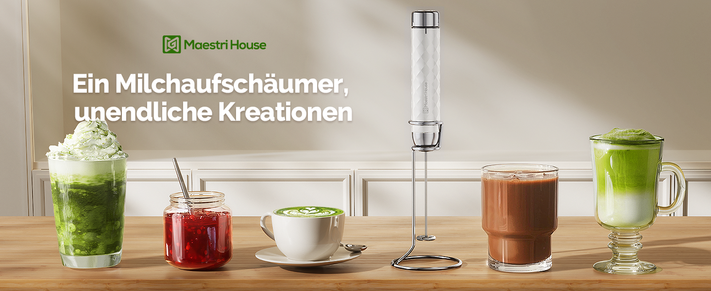 Електричний пінний міксер Maestri House LunaFro 2.0: бездротовий, з регулюванням швидкості та підставкою з нержавіючої сталі